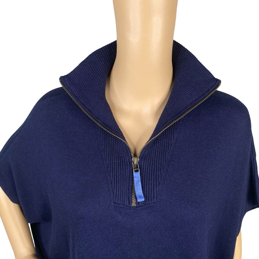 Lilla P Navy Blue 1/2 Zip Poncho Sweater Oversized Modal Knit One Size OSFM - Picture 7 of 12
